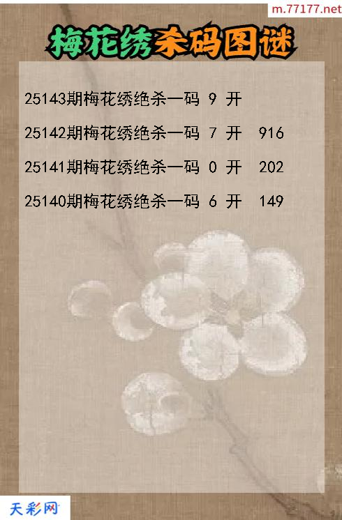 第25142期福彩3d梅花绣杀码图谜
