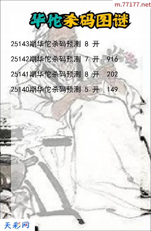 3d华佗第25142期杀码图谜
