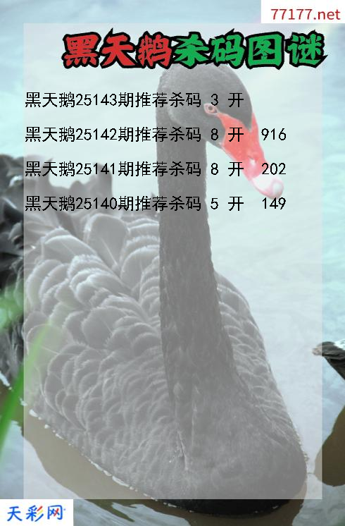 第25142期3d黑天鹅杀码图谜
