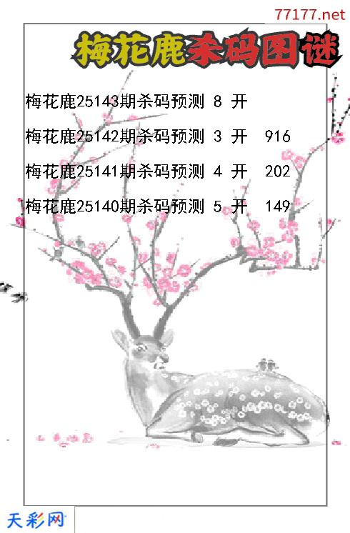第25142期福彩3d梅花鹿杀码图谜