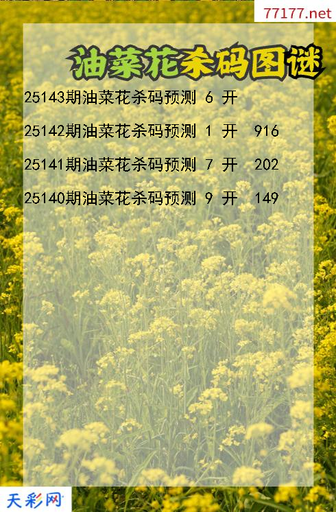第25142期油菜花福彩3d杀码图谜