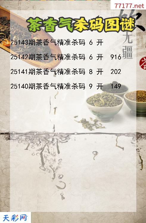 第25142期茶香气福彩3d杀码图谜