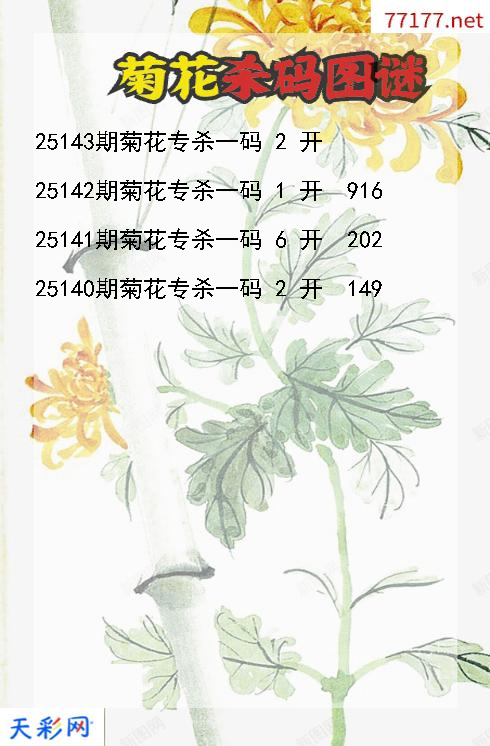 3d菊花第25142期杀码图谜
