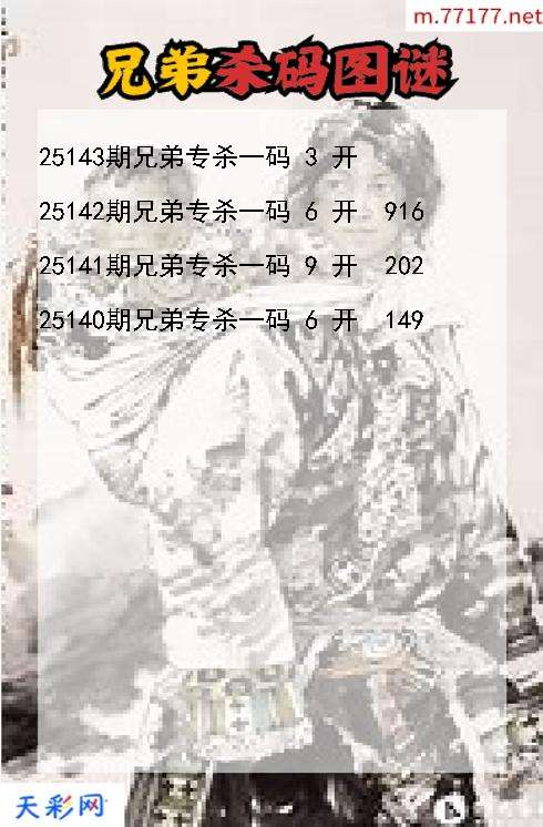 兄弟第25142期3d杀码图谜