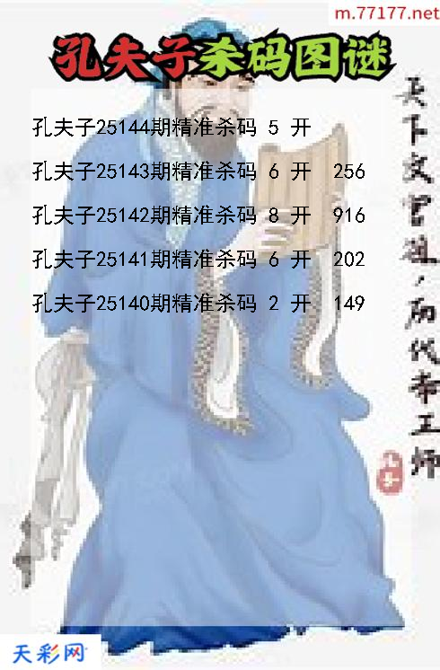 第25143期福彩3d孔夫子杀码图谜
