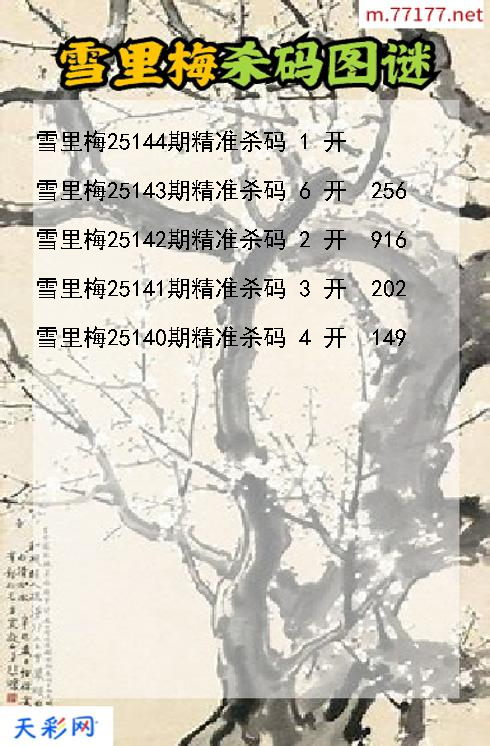 第25143期福彩3d雪里梅杀码图谜