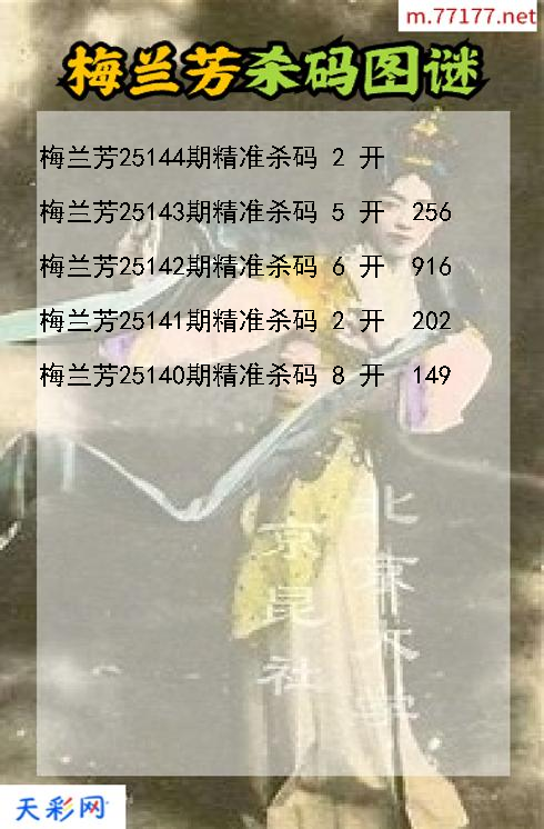 梅兰芳第25143期福彩3d杀码图谜