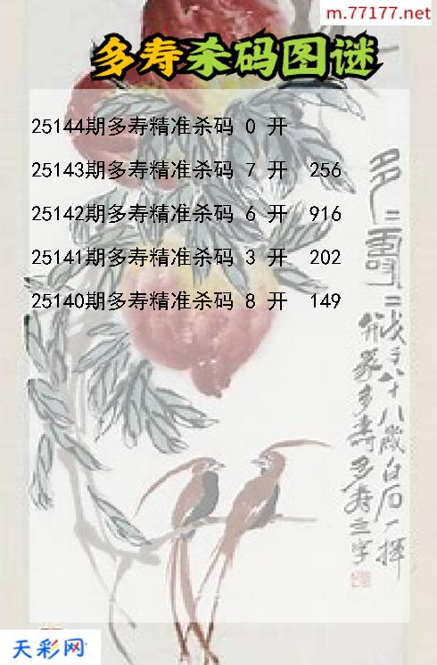 3d多寿第25143期杀码图谜