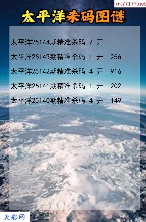 3d太平洋第25143期杀码图谜