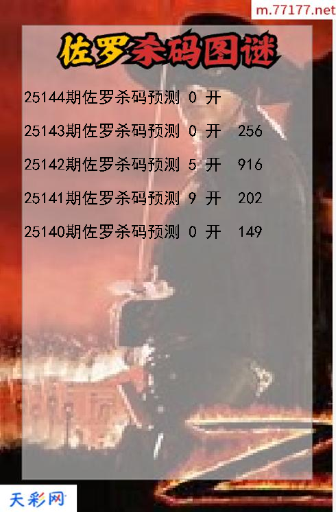 3d第25143期佐罗杀码图谜