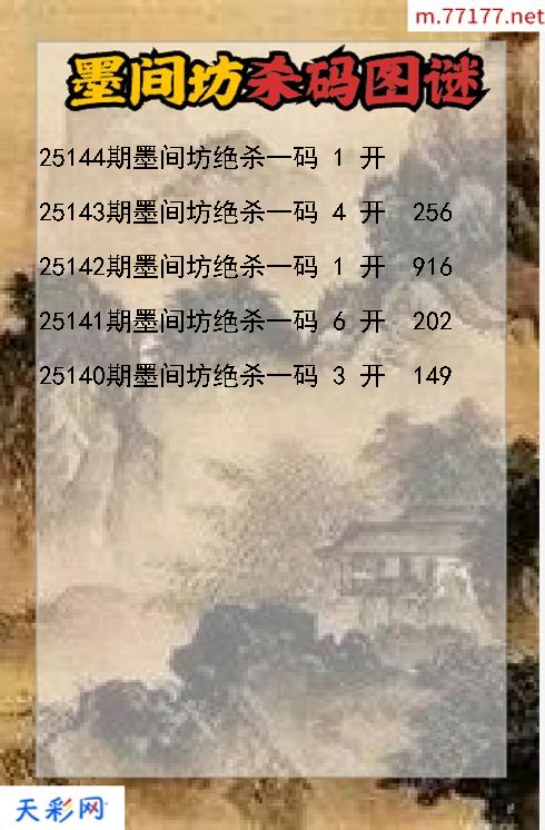 第25143期福彩3d墨间坊杀码图谜