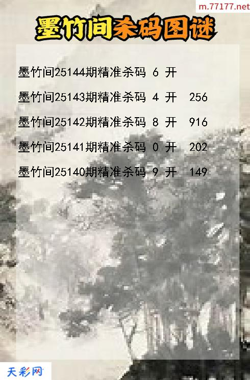 墨竹间25143期3d杀码图谜
