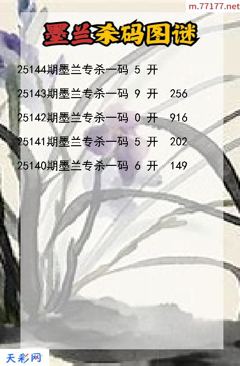 墨兰第25143期3d杀码图谜