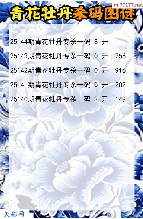 第25143期3d青花牡丹杀码图谜