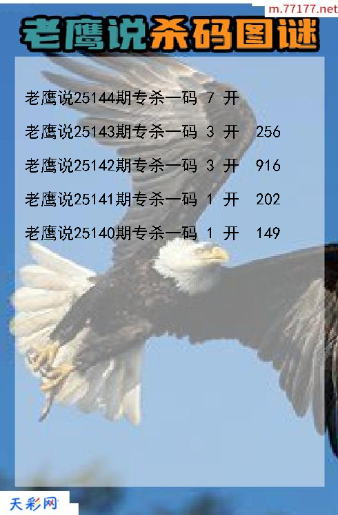 第25143期福彩3d老鹰说杀码图谜