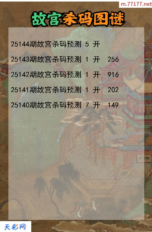 3d第25143期故宫杀码图谜