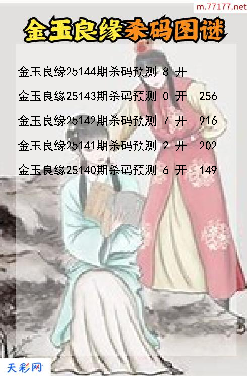金玉良缘第25143期3d杀码图谜