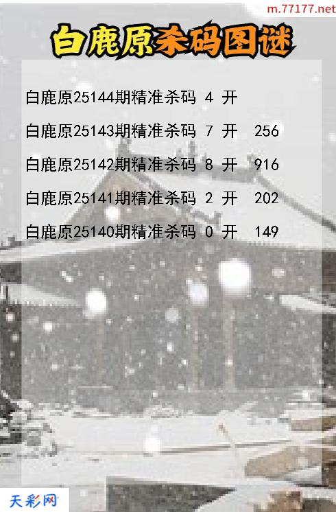 3d第25143期白鹿原杀码图谜