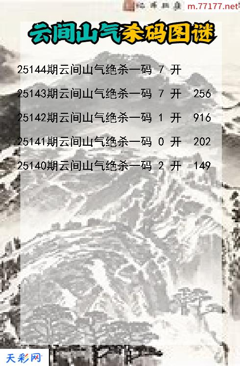 云间山气25143期3d杀码图谜
