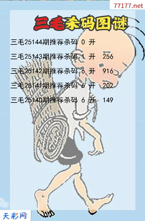 三毛第25143期福彩3d杀码图谜