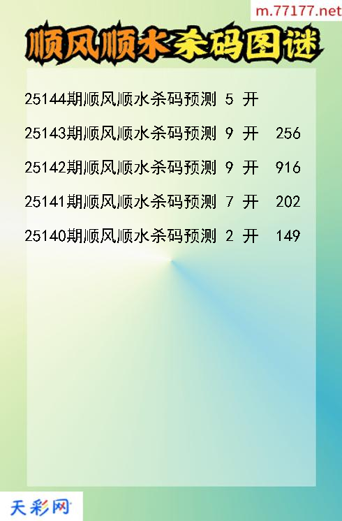 顺风顺水25143期3d杀码图谜