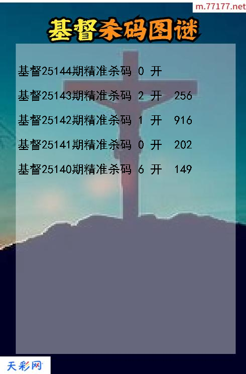 基督第25143期3d杀码图谜