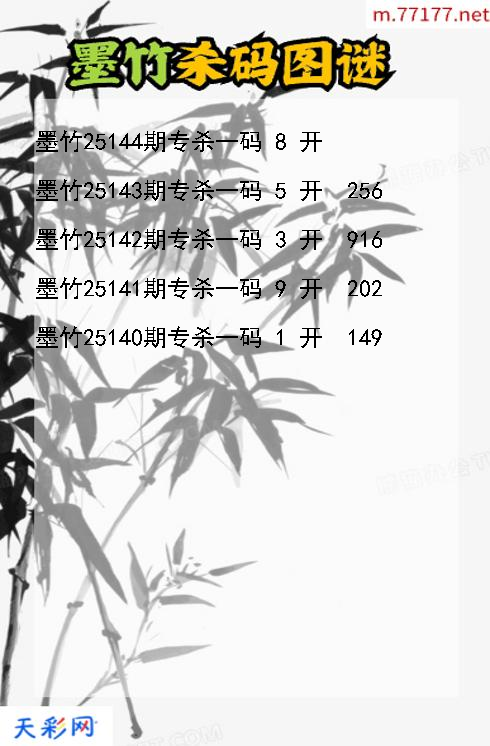 第25143期福彩3d墨竹杀码图谜