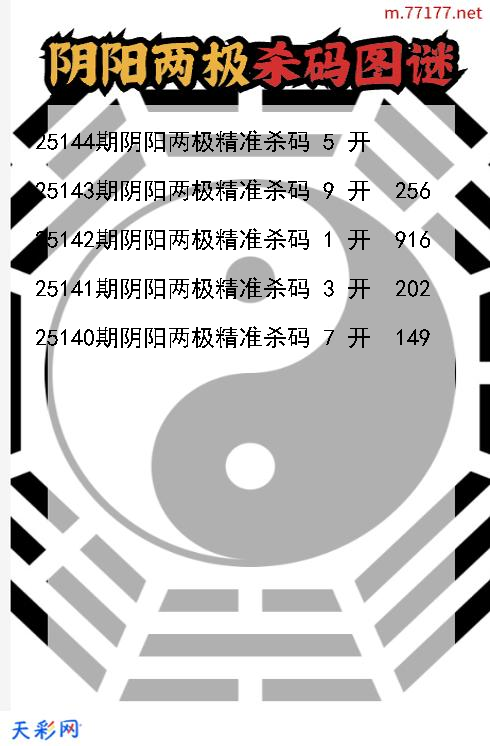 阴阳两极25143期3d杀码图谜
