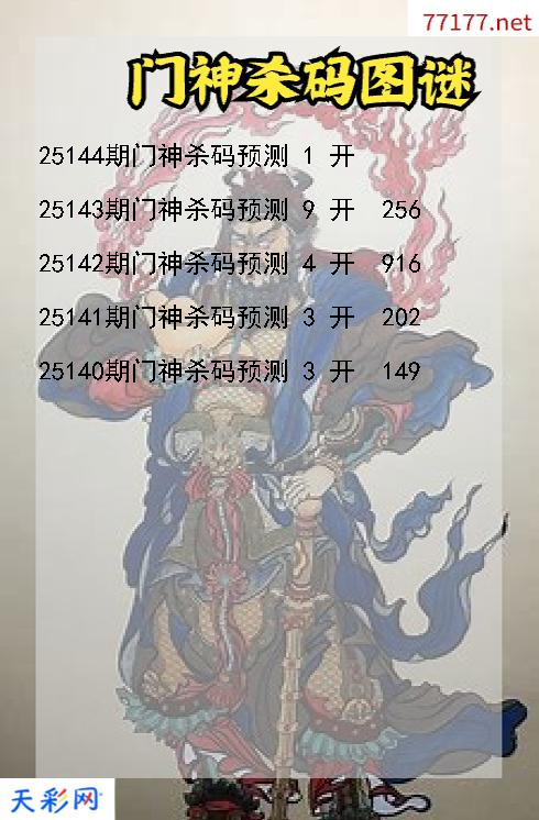 门神第25143期福彩3d杀码图谜