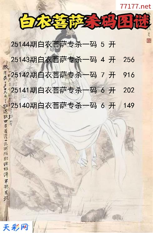 3d白衣菩萨第25143期杀码图谜