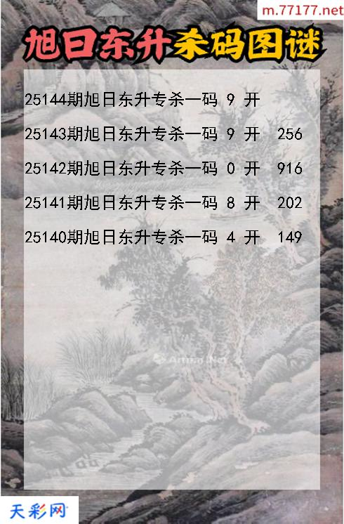 第25143期福彩3d旭日东升杀码图谜