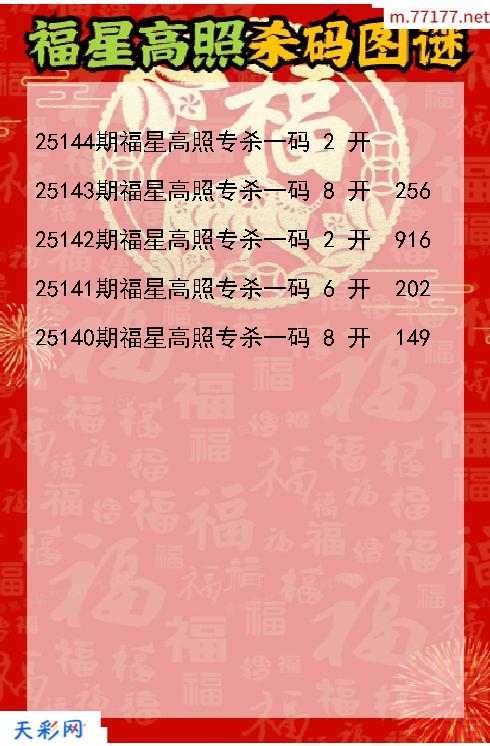 福星高照第25143期福彩3d杀码图谜