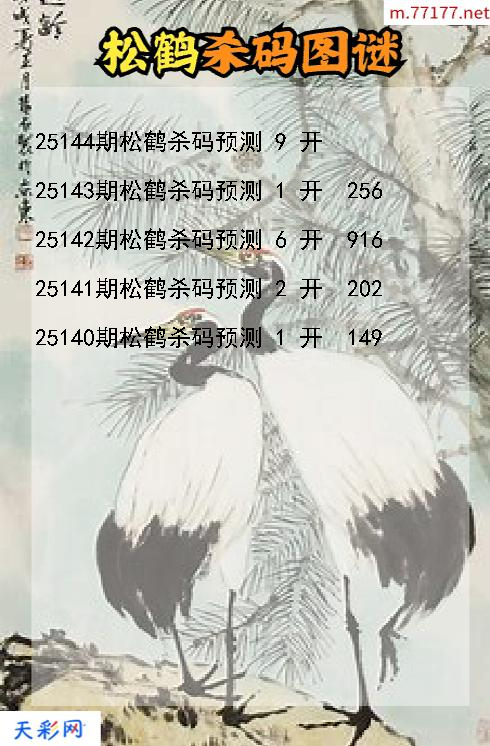 第25143期福彩3d松鹤杀码图谜