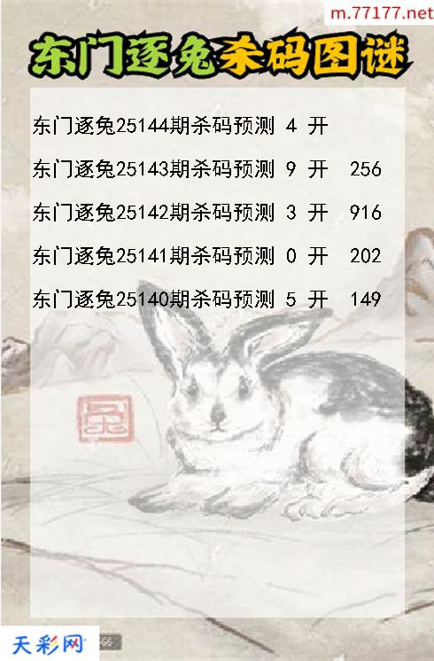 第25143期福彩3d东门逐兔杀码图谜
