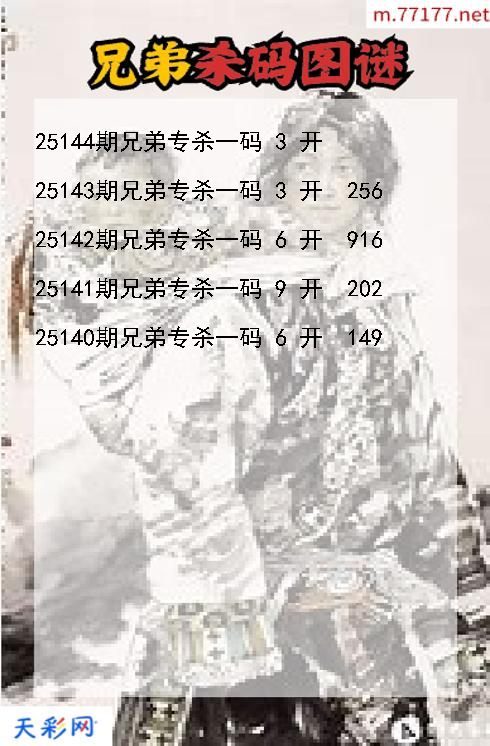 兄弟第25143期3d杀码图谜