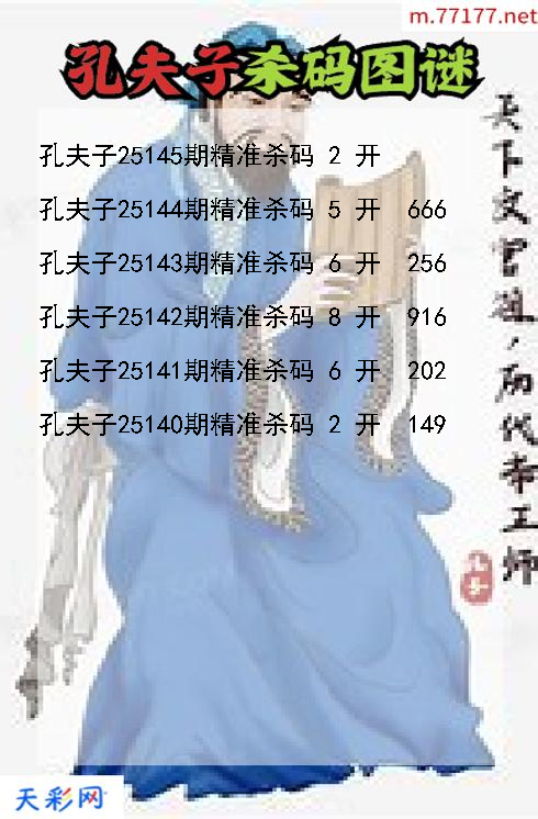 第25144期福彩3d孔夫子杀码图谜