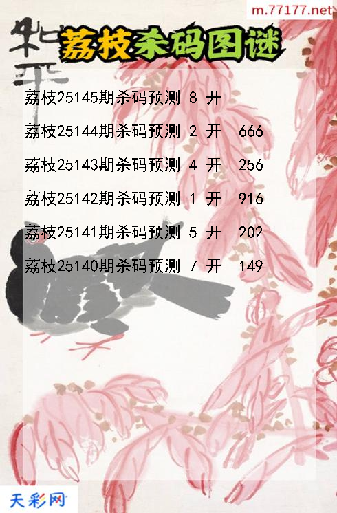 第25144期福彩3d荔枝杀码图谜