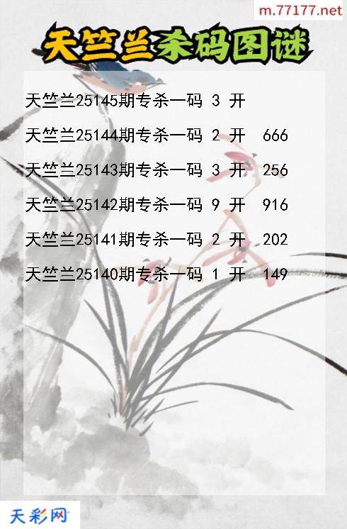 福彩3d天竺兰第25144期杀码图谜