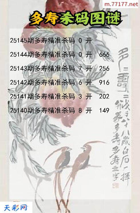 3d多寿第25144期杀码图谜