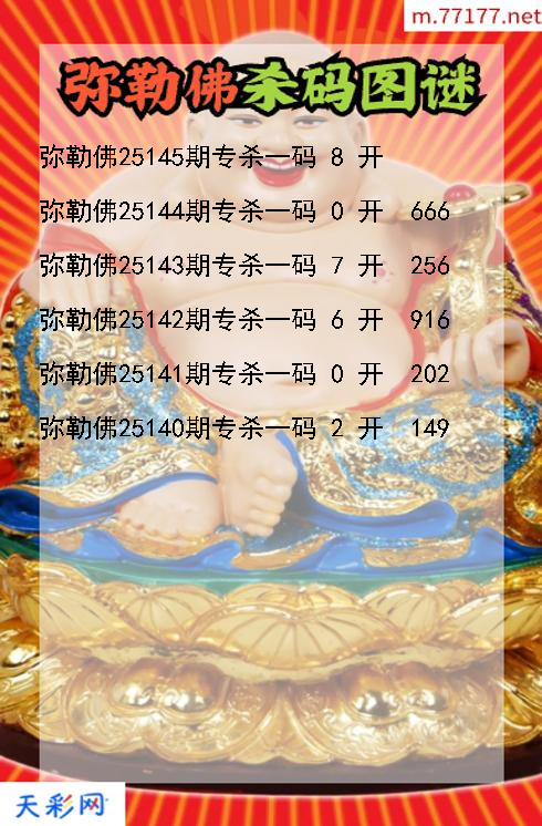 福彩3d第25144期弥勒佛杀码图谜