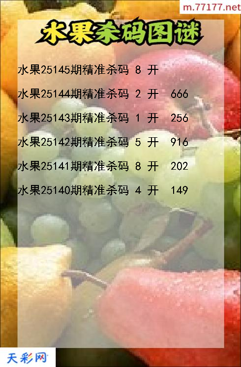 水果25144期3d杀码图谜
