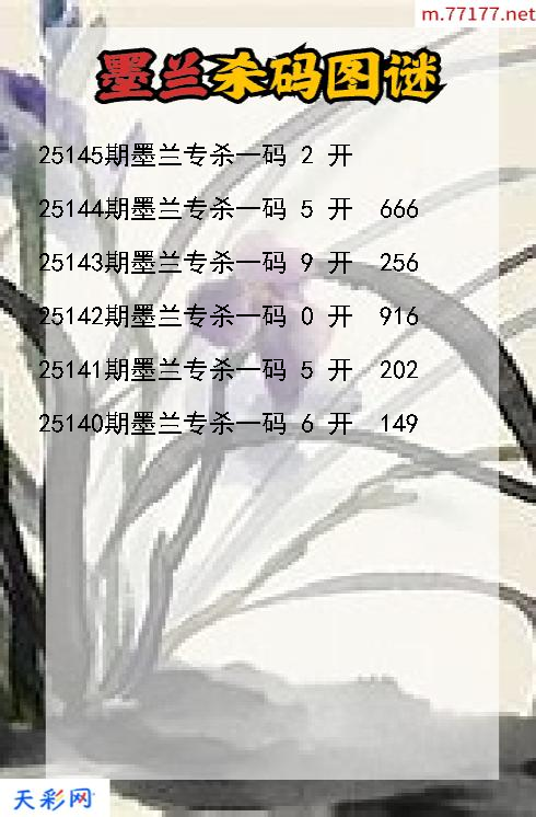 墨兰第25144期3d杀码图谜