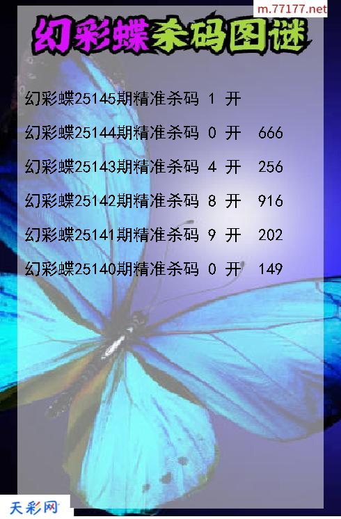 福彩3d幻彩蝶第25144期杀码图谜