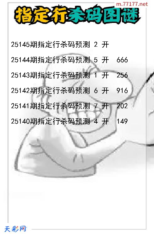 3d指定行第25144期杀码图谜