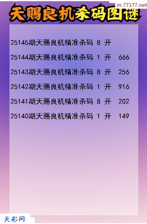 天赐良机25144期3d杀码图谜