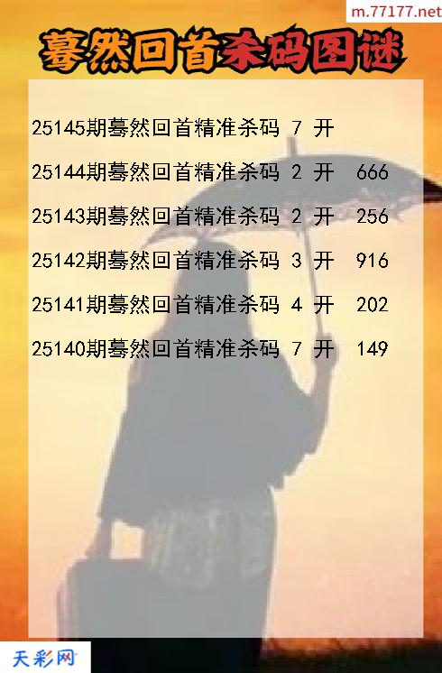 蓦然回首25144期3d杀码图谜