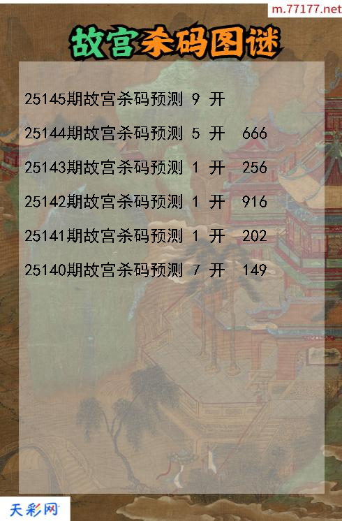 3d第25144期故宫杀码图谜
