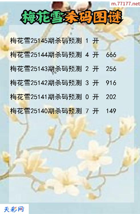 梅花雪25144期3d杀码图谜