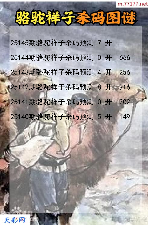 第25144期3d骆驼祥子杀码图谜