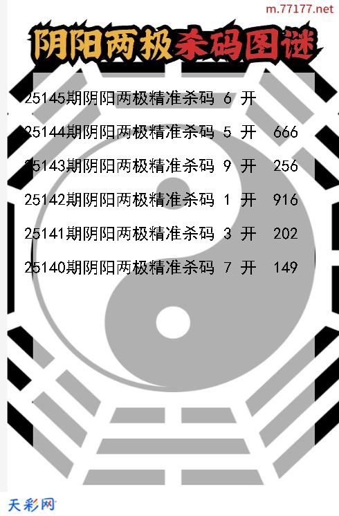 阴阳两极25144期3d杀码图谜